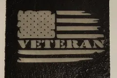 Horizontal Veteran American Flag Slate Coaster – Laser Engraved