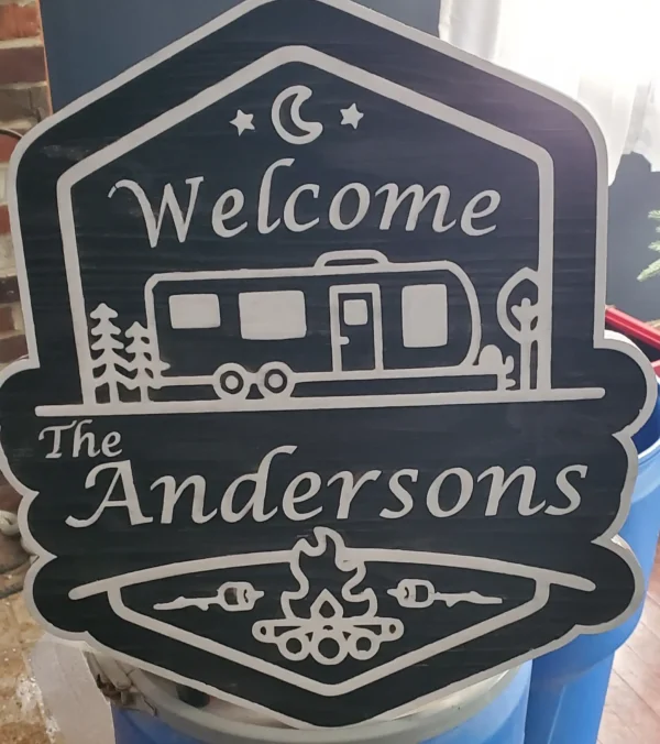 personalized camping engraved sign for gift