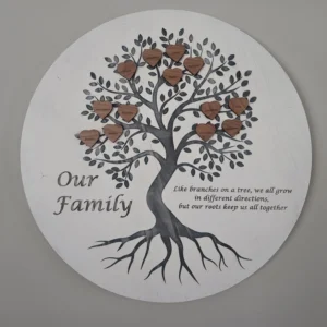 Laser engraved family name tree sign heirloom décor