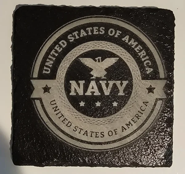 United States Navy Slate Coaster laser engraved emblem