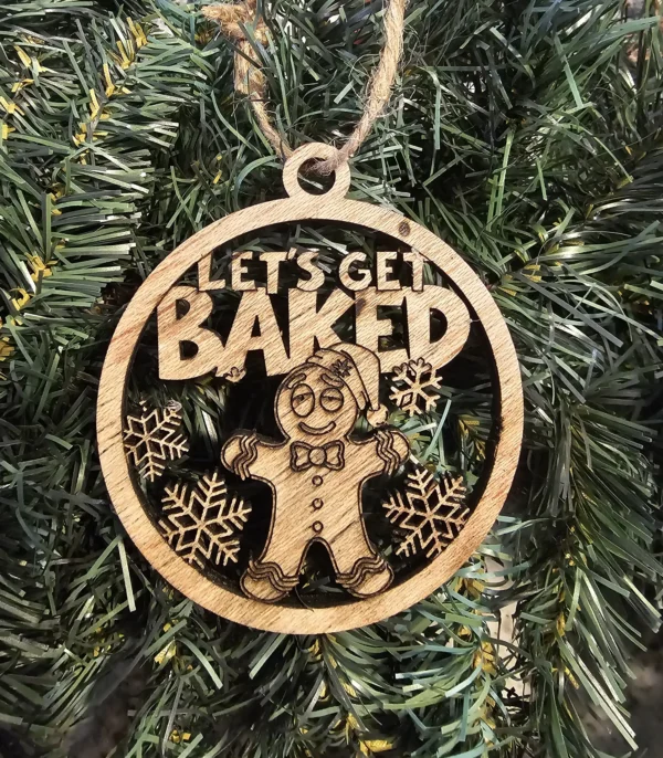 Let’s Get Baked funny gingerbread Christmas ornament