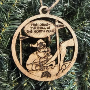 Adult funny Santa ornament with pole dancer and beer