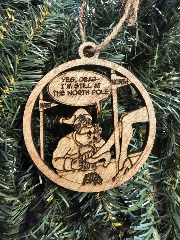 Adult funny Santa ornament with pole dancer and beer