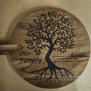 Laser Engraved Family Tree Charcuterie Board with saying, Wedding or anniversary gift engraved family tree board