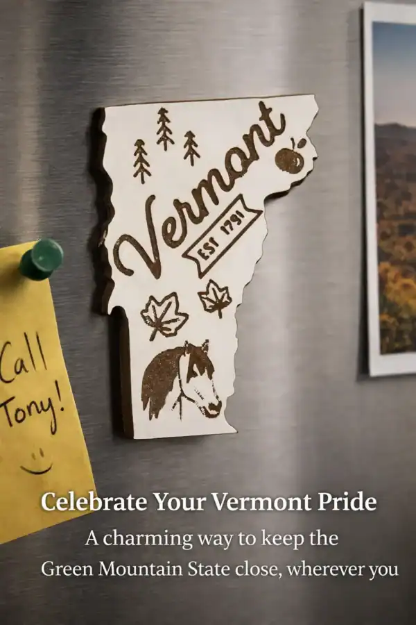 Vermont State Laser Engraved Magnet for Vermont pride and souvenirs.