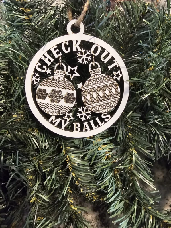 Check Out My Balls Funny Christmas ornament
