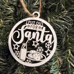 I Put Out for Santa Funny Christmas ornament with milk and cookies