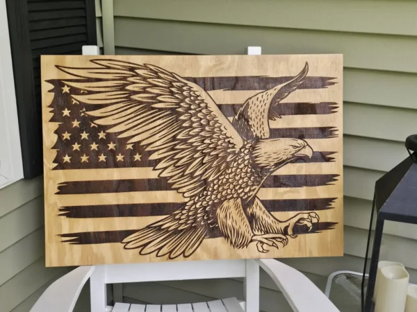 Patriotic wall art gift for veterans American eagle flag