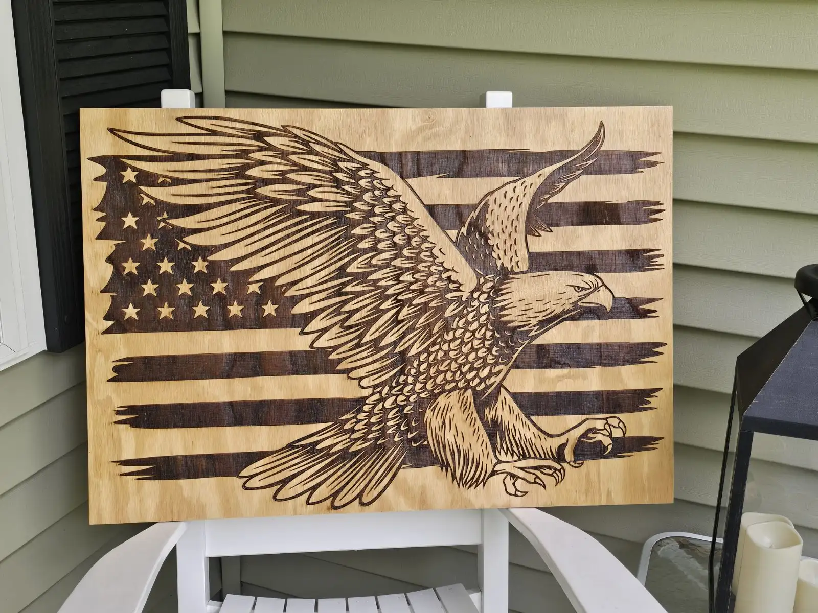 Patriotic wall art gift for veterans American eagle flag
