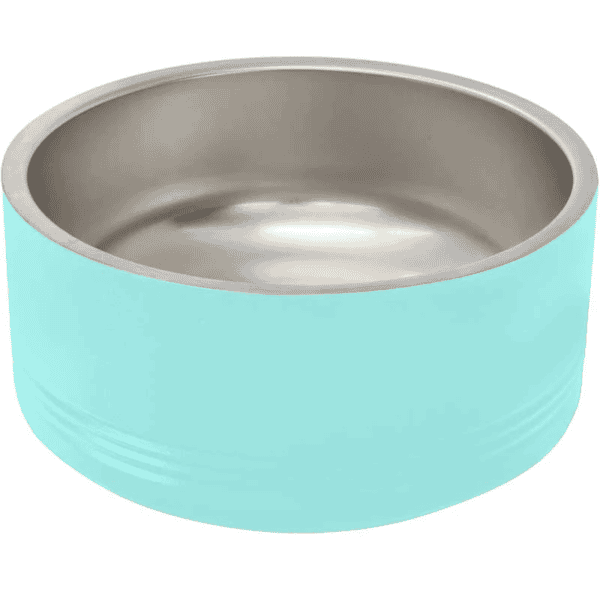 Custom engraved stainless steel bowl for pets and kitchen use.