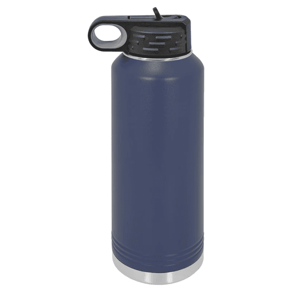Custom engraved water bottle, personalized drinkware, durable stainless steel sports bottle.
