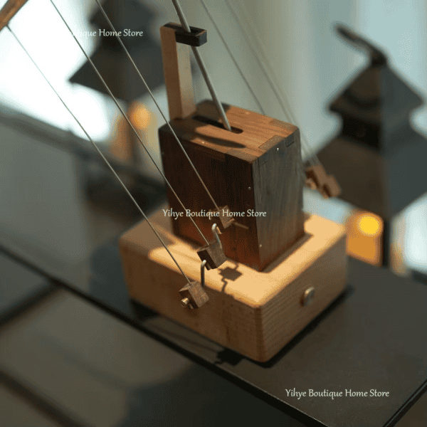 Handcrafted wooden mechanical model with intricate details, ideal for home decor or educational display.