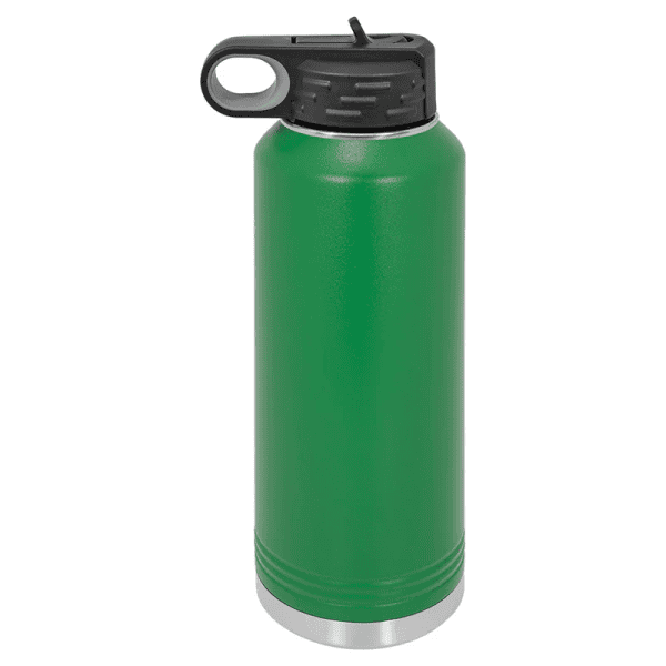 Custom engraved stainless steel water bottle for sports and outdoor activities.