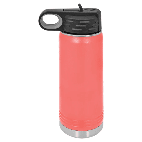 Insulated stainless steel water bottle with built-in bottle opener, perfect for outdoor activities.