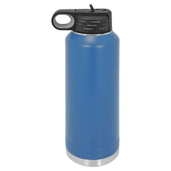 Custom engraved stainless steel water bottle for sports and outdoor activities.