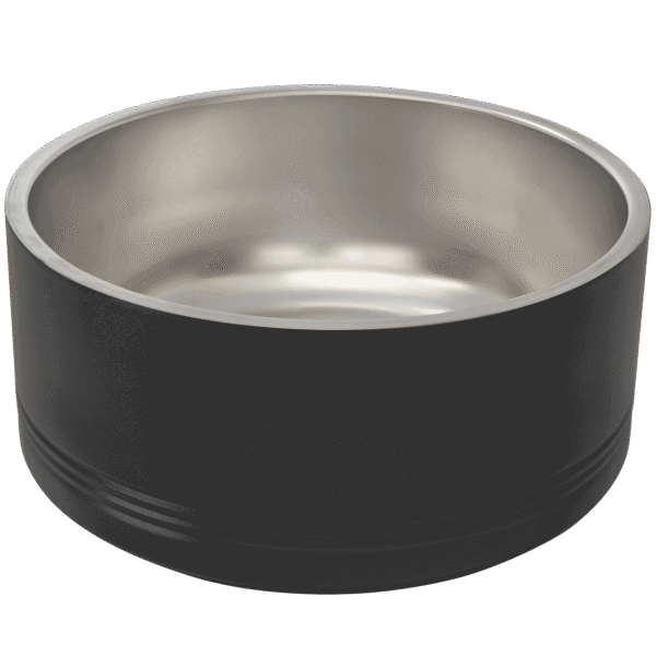 Insulated stainless steel pet bowl for dogs and cats, 64 oz capacity, durable and easy to clean.