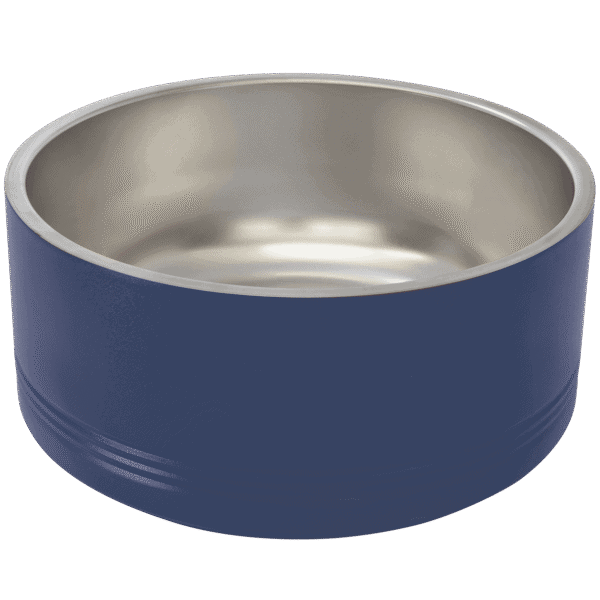 Insulated stainless steel pet bowl for dogs and cats, 64 oz capacity, durable and easy to clean.