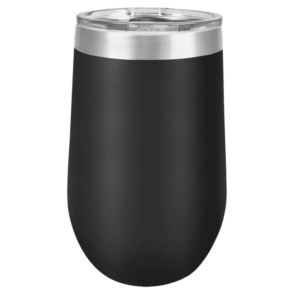 Custom laser design on insulated drinkware for personalized gifts or branding.