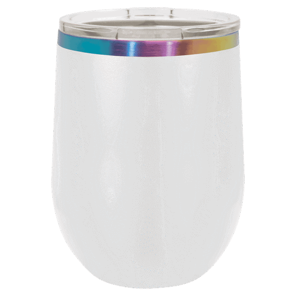 Custom engraved wine tumbler featuring holographic accents, ideal for personalized gifts.