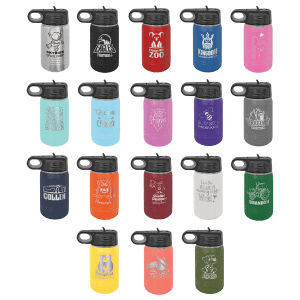 Colorful engraved water bottles perfect for outdoor activities and everyday use.