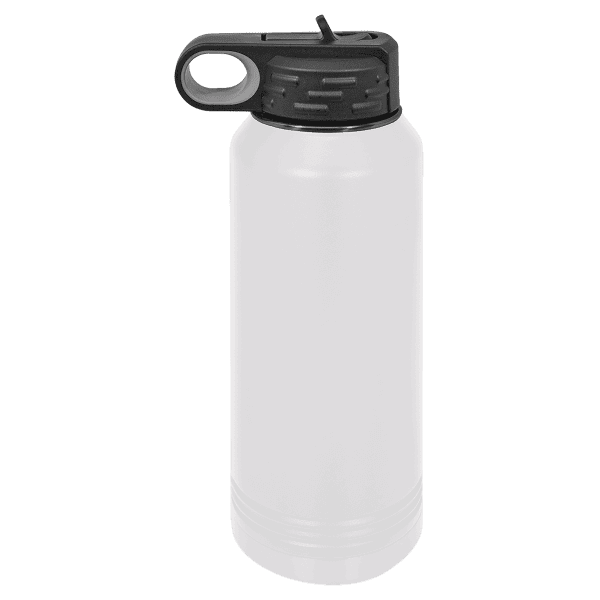 High-quality insulated water bottle with black screw-on lid for sports and outdoor activities.