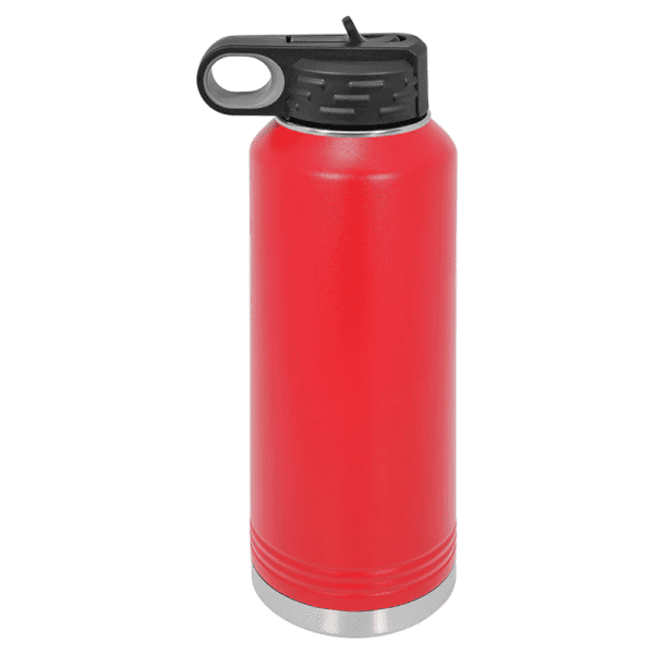 Reusable stainless steel water bottle with leak-proof lid, ideal for outdoor activities.