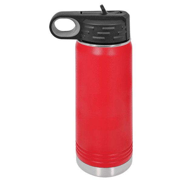 Personalized stainless steel thermal water bottle.