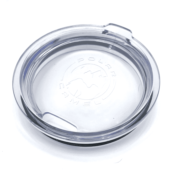 Clear plastic coffee cup lid with splash-resistant opening, ideal for hot beverages.