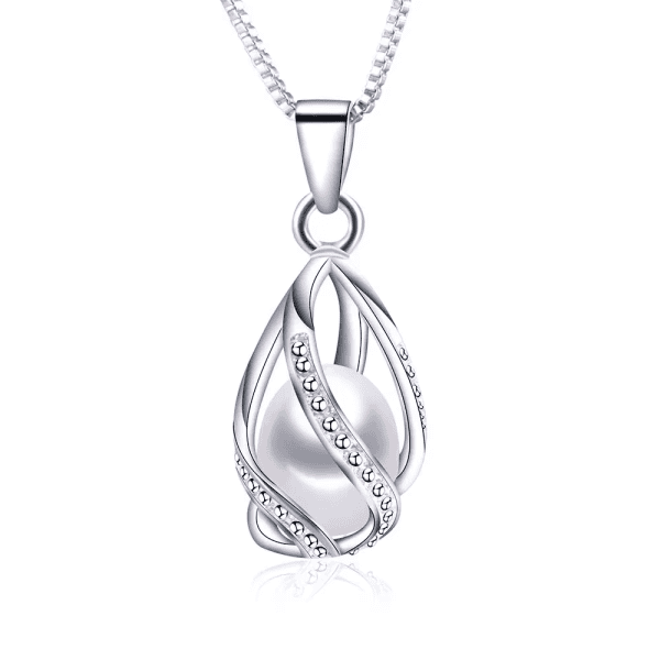 Silver pearl pendant with diamonds, perfect for elegant jewelry and special occasions.