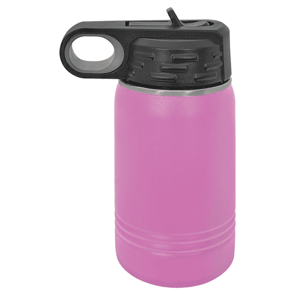 Fitness water bottle with lid and handle, pink color, ideal for sports and outdoor activities.
